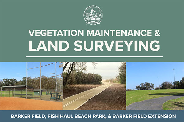 Vegetation Maintenance & Land Surveying text with park images